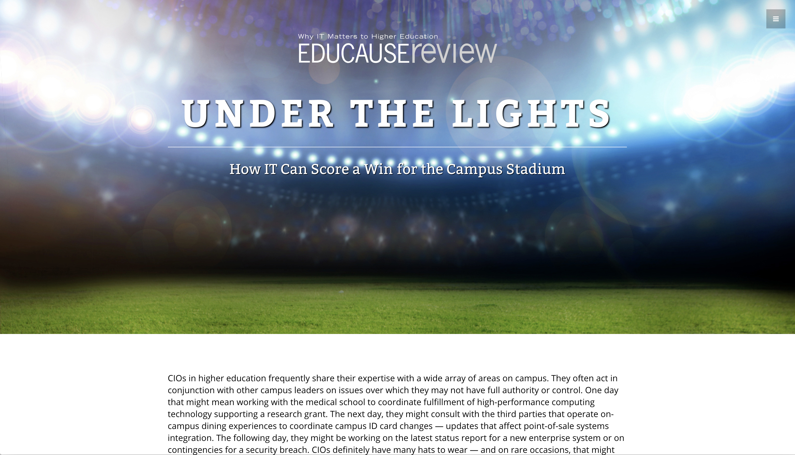 Under the Lights - How IT Can Score a Win for the Campus Stadium